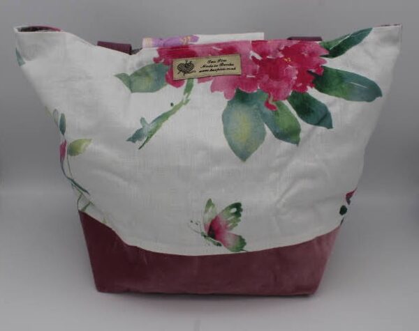 Pink Linen Effect and Velvet Bag - Image 2