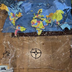 Large world map plastic table cloth