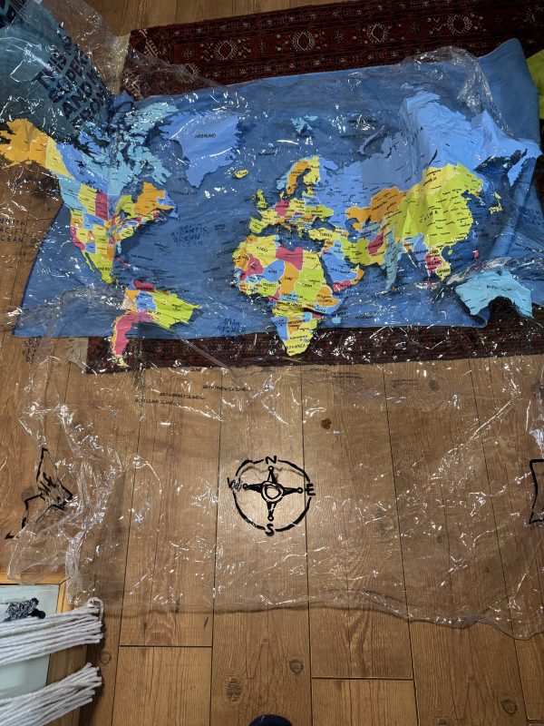 Large world map plastic table cloth