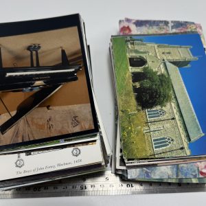 A pile of unused postcards