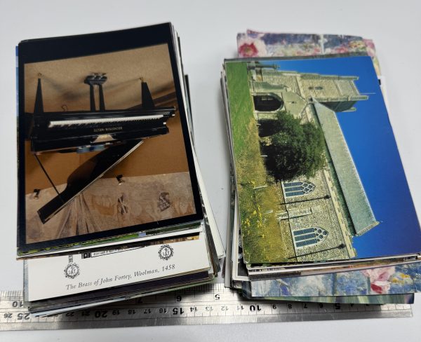 A pile of unused postcards